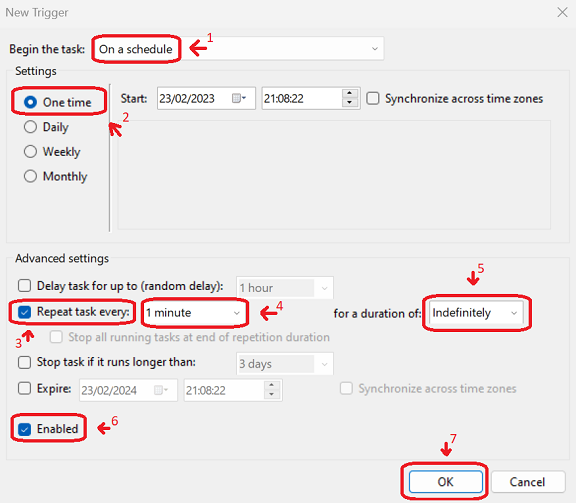 Task Scheduler New Trigger