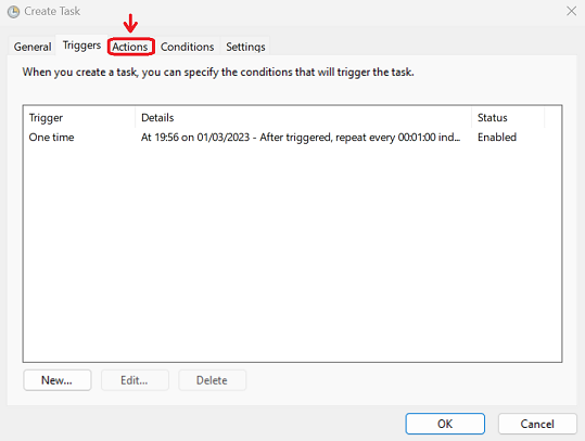 Task Scheduler After New Trigger